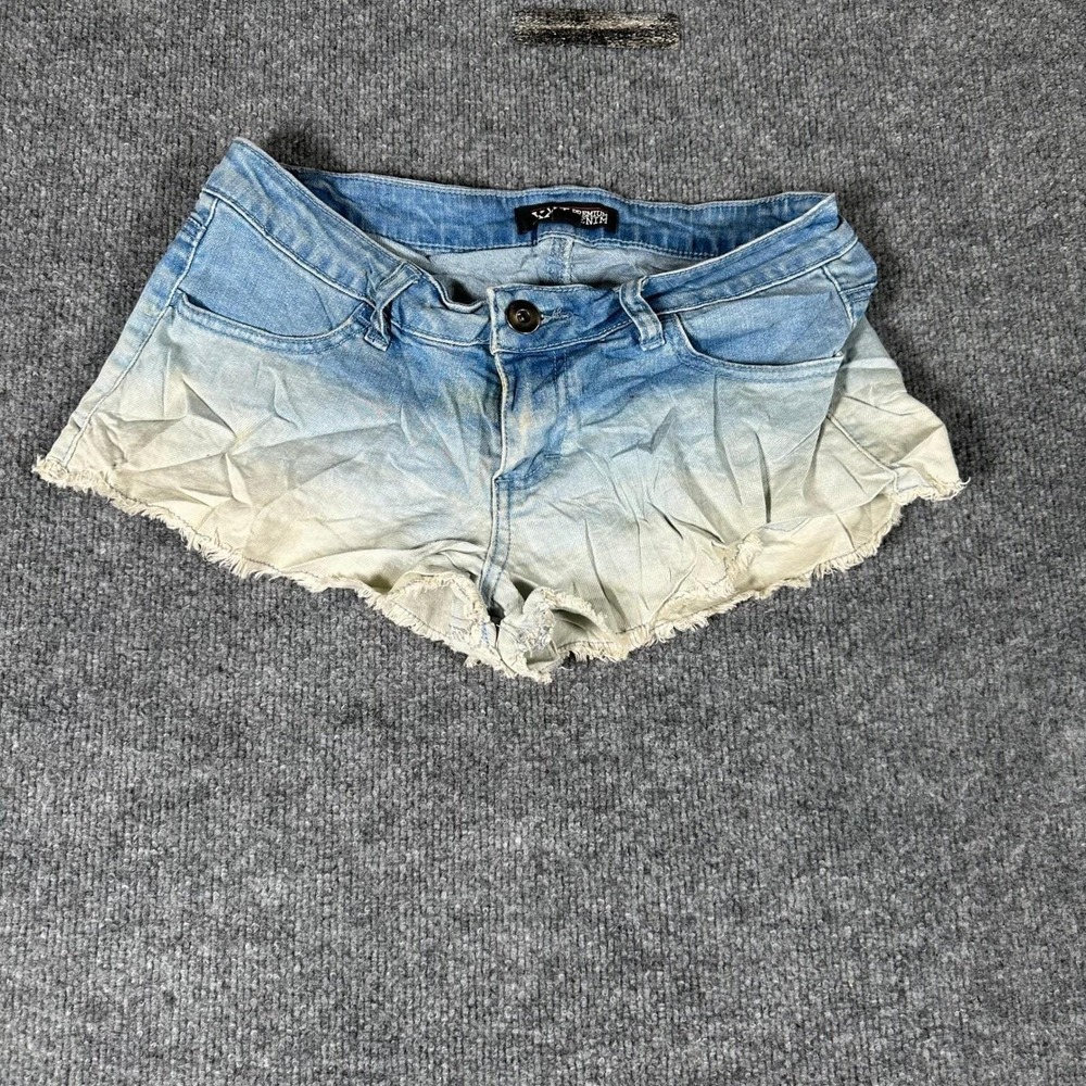 XXI Premium Denim Shorts Womens Size 26 Blue Ombre Cutoff Raw Hem Stained Summer